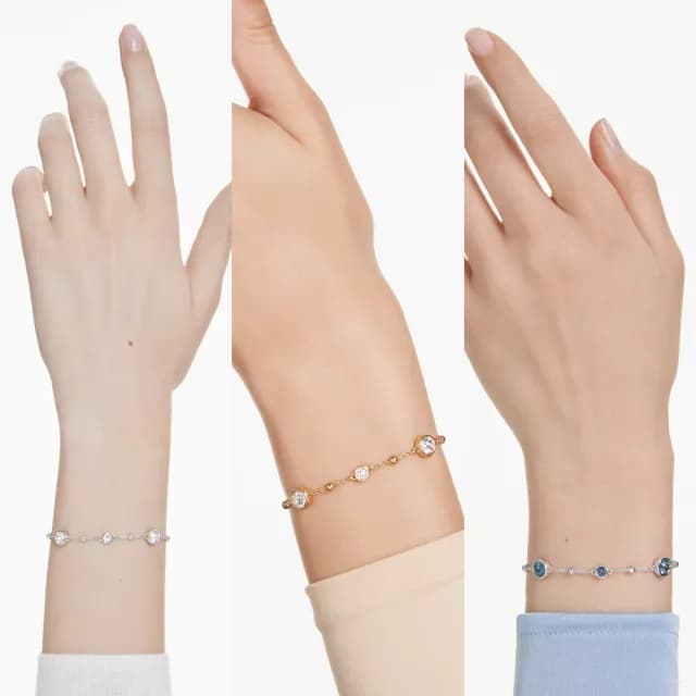 【SWAROVSKI 施華洛世奇】Imber 手鏈 圓形切割 白色/藍色 鍍金色/鍍白金色/鍍玫瑰金色(4色任選)