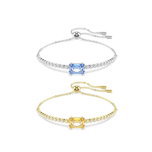 【SWAROVSKI 施華洛世奇】Matrix Tennis 手鏈 混合式切割 藍色/焦糖色 鍍白金色/鍍金色(2色任選)