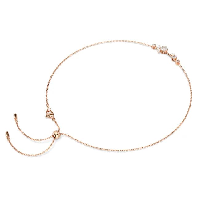 【SWAROVSKI 施華洛世奇】Constella 星映水晶珍珠 滑動調節式項鍊-玫瑰金(5729504)