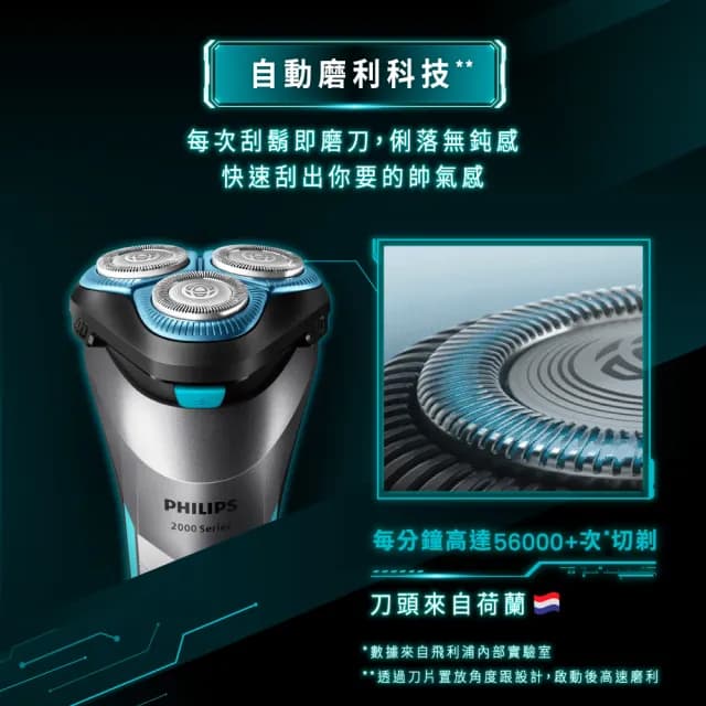 【Philips 飛利浦】官方直營 電競2系列電動刮鬍刀/電鬍刀 S2306+音波牙刷 HX2421(超值組合)
