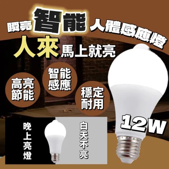 【流影燈具】瞬亮智能人體感應燈泡 2入組(燈泡 人體感應 LED)