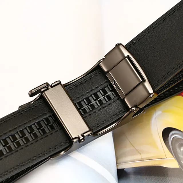 【YUNMI】雙11 真皮商務男士自動扣皮帶 時尚休閒腰帶 合金扣頭 寬3.5CM 可調節長度(生日禮物)