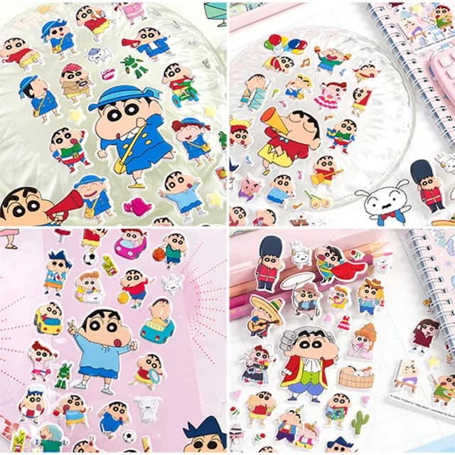 【TDL】蠟筆小新立體泡泡貼紙泡棉立體貼紙玩具4張組 499758(生日禮物 聖誕節 平輸品)