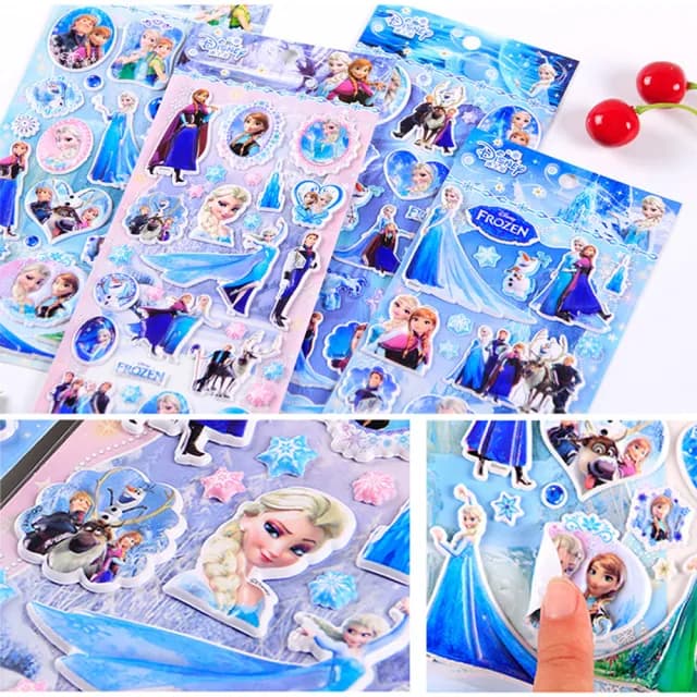 【TDL】迪士尼冰雪奇緣立體泡泡貼紙泡棉立體貼紙玩具4張組 480879(生日禮物 聖誕節 平輸品)