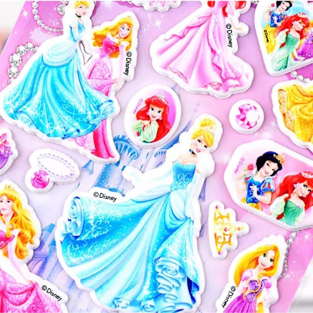 【TDL】迪士尼公主小美人魚白雪公主立體泡泡貼紙泡棉立體貼紙玩具4張組 480855(生日禮物 聖誕節 平輸品)