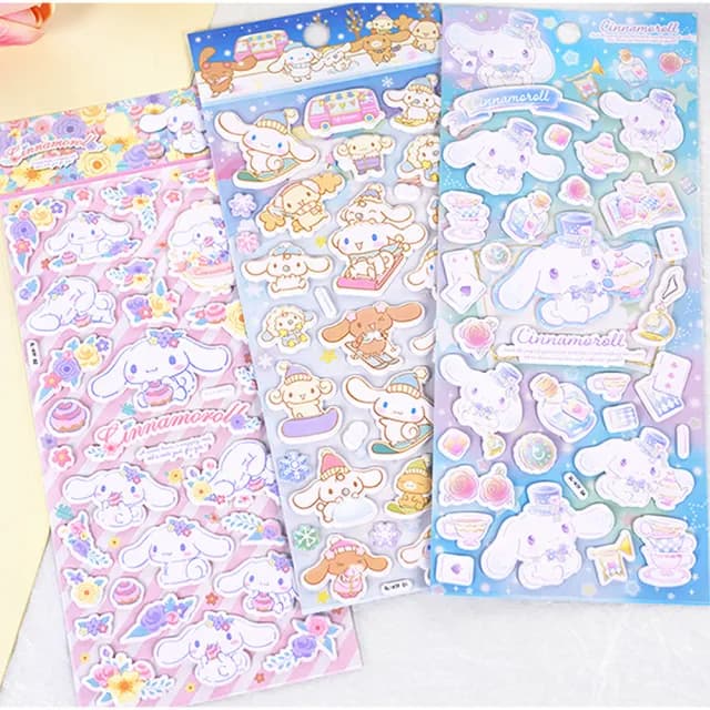 【TDL】三麗鷗喜拿狗大耳狗立體泡泡貼紙泡棉立體貼紙玩具4張組 495699(生日禮物 聖誕節 平輸品)