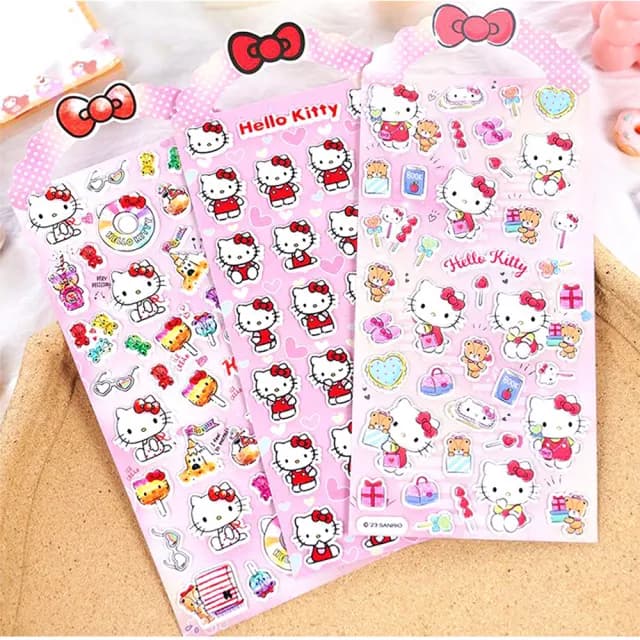 【TDL】三麗鷗凱蒂貓HELLO KITTY立體泡泡貼紙泡棉立體貼紙玩具4張組 495712(生日禮物 聖誕節 平輸品)