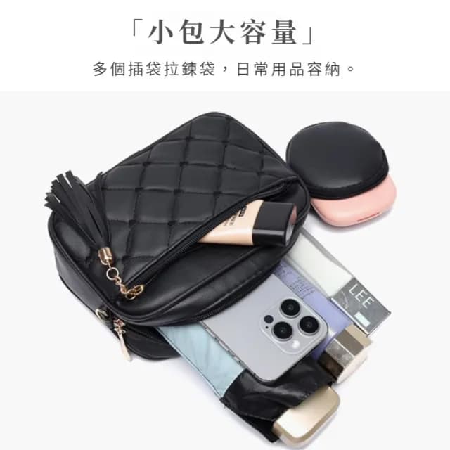 【減齡百搭】情人節禮物 復古質感格紋壓紋斜背包-附小圓包(減壓加寬背帶 側肩包 側背 隨身小包包 女 單肩斜