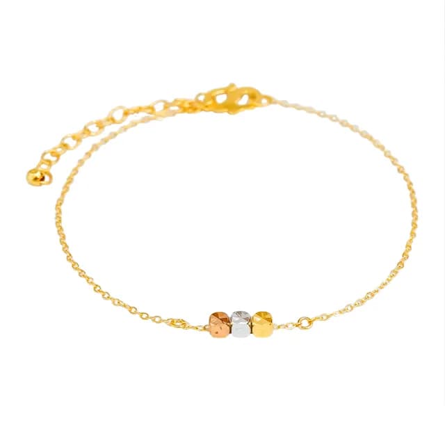 【金品坊】黃金手鍊極細緻三色方寸心語手鍊 0.32錢±0.03(純金999.9、黃金手鍊、純金手鍊)