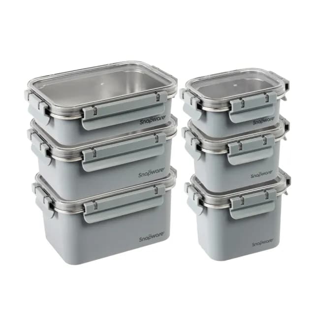 【CorelleBrands 康寧餐具】Eco Wave 輕食感可微波不鏽鋼保鮮六件組(440+660+900+1020+1580+2100ml)