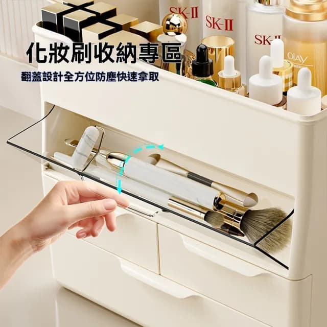 【思耐MRUN】化妝品收納盒 抽屜收納櫃 保養品收納架 化妝箱 化妝櫃 收納箱(城堡款 大容量收納 預購15天)