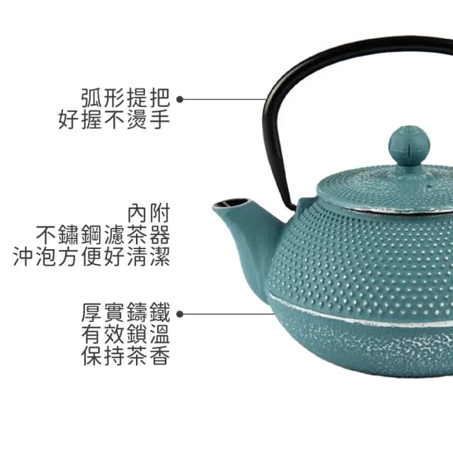 【EXCELSA】Oriented鑄鐵濾茶壺 綠松石800ml  / 茶具 煮茶壺 日式茶壺 燒水壺 鑄鐵茶壺