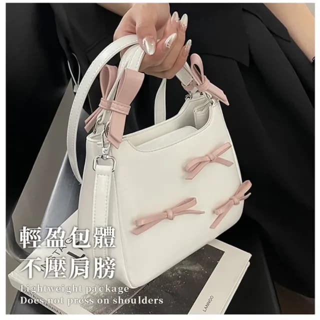 【韓系小妞】雙11 蝴蝶結肩背包(百搭 單肩包 通勤 手提包 女 生日禮物 出遊 托特包)