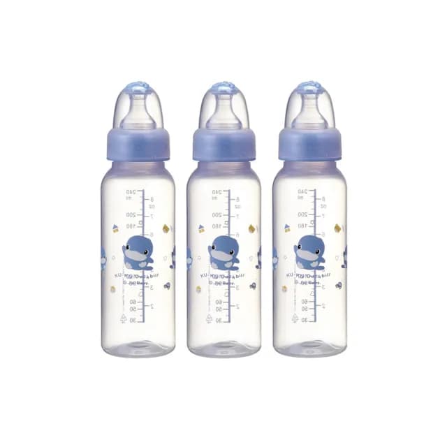 【KU.KU. 酷咕鴨】晶鑽PP標準奶瓶240ml三入組(藍/粉)