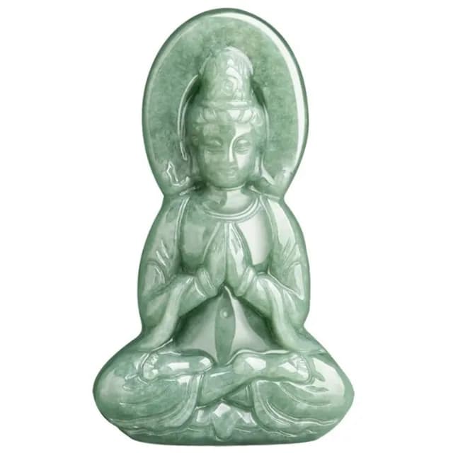 【Penny珮妮】A貨翡翠豆種立體觀音吊墜項鍊(母親節 送男友 送女友 交換禮物 生日 情人節 尾牙 新年 結婚)