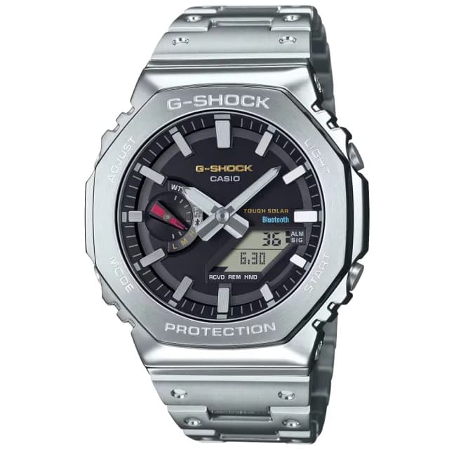 【CASIO 卡西歐】G-SHOCK 全金屬 八角形錶殼 雙顯腕錶 父親節 禮物 送禮 推薦(GM-B2100SD-1C)