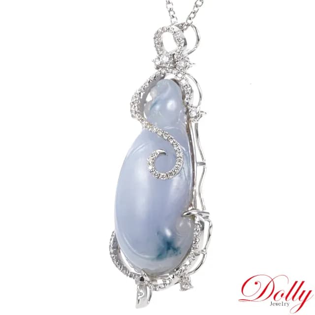 【DOLLY】買一送一 14K金 緬甸紫羅蘭翡翠鑽石項鍊(母親節 長輩送禮首選)