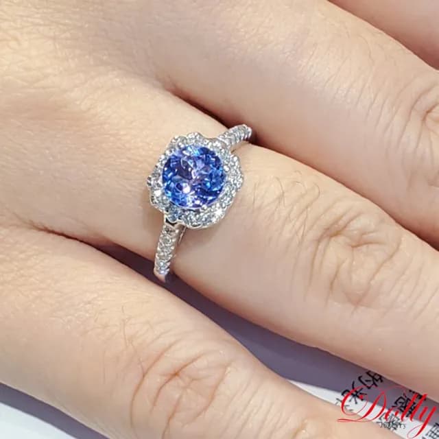 【DOLLY】1克拉 天然丹泉石14K金鑽石戒指(母親節 長輩送禮 交換禮物首選)
