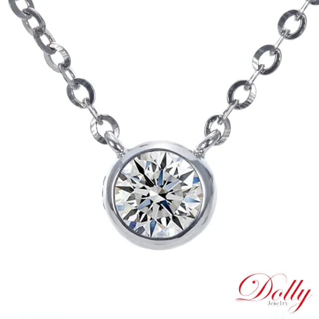 【DOLLY】0.15克拉 天然鑽石 F/VS2 完美車工18K金鑽石項鍊(母親節 長輩送禮 交換禮物首選)