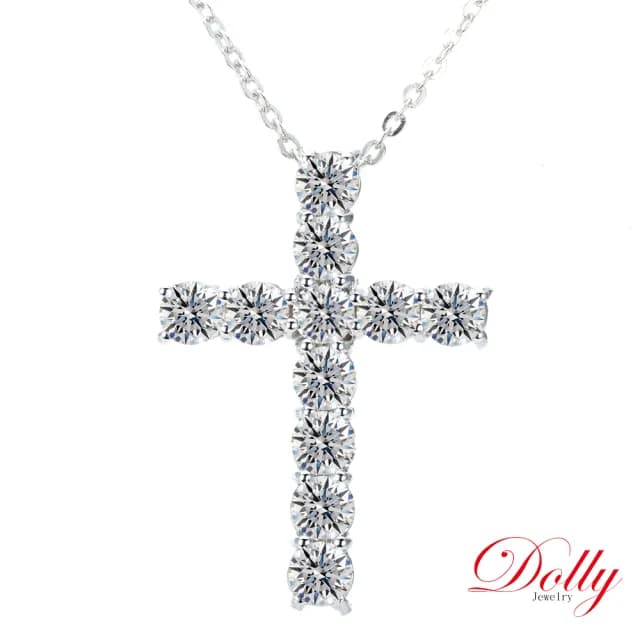 【DOLLY】1.40克拉 天然鑽石 F/VS2 十字架18K金鑽石項鍊(母親節 長輩送禮 交換禮物首選)