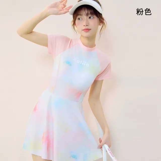 【橘魔法】大童 夢幻暈染連身泳衣(內有安全褲 泳裝 青少女 游泳課 學生 快乾 女童 童裝)