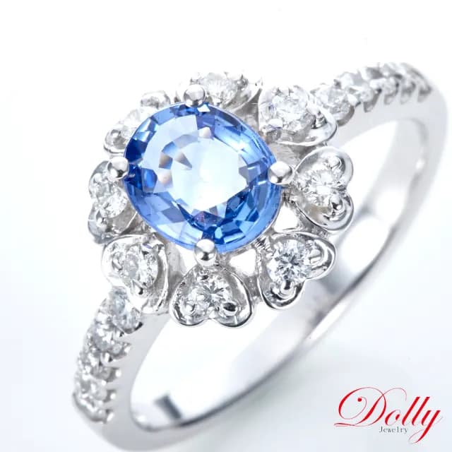 【DOLLY】1克拉 天然藍寶石14K金鑽石戒指-001(母親節 長輩送禮 交換禮物首選)