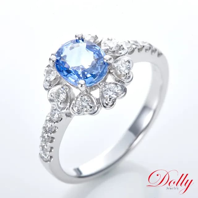 【DOLLY】1克拉 天然藍寶石14K金鑽石戒指-001(母親節 長輩送禮 交換禮物首選)