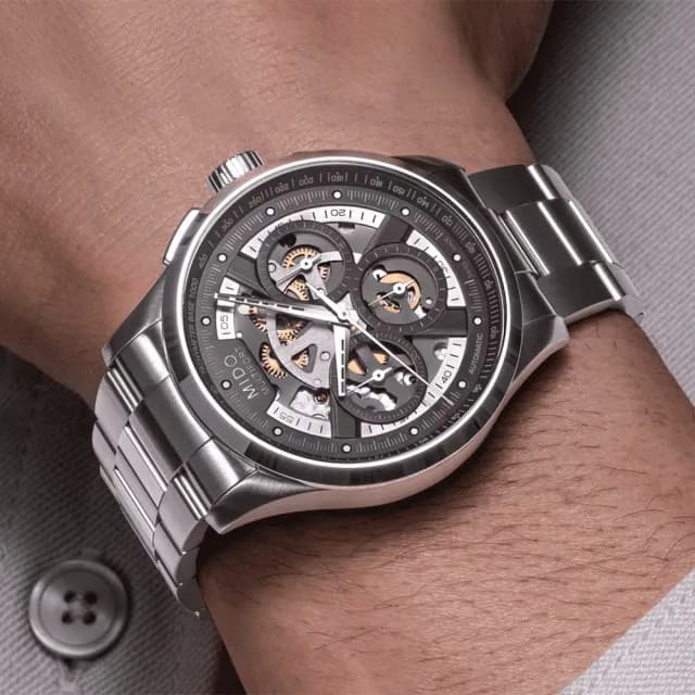 【MIDO 美度】Multifort M038.662.11.060.00 廣告款 鏤空計時碼錶 機械錶-43mm 情人節禮物(M0386621106000)