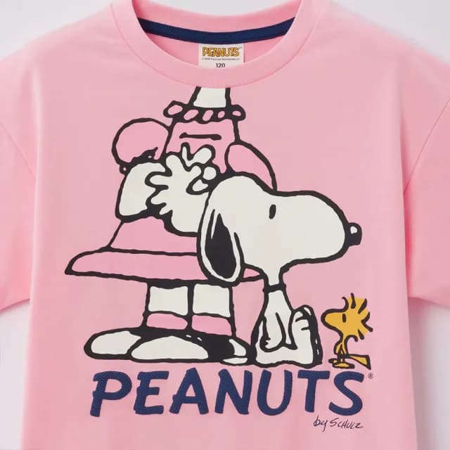 【GIORDANO 佐丹奴】童裝印花短袖上衣 史努比SNOOPY聯名系列(75 嬌粉紅)