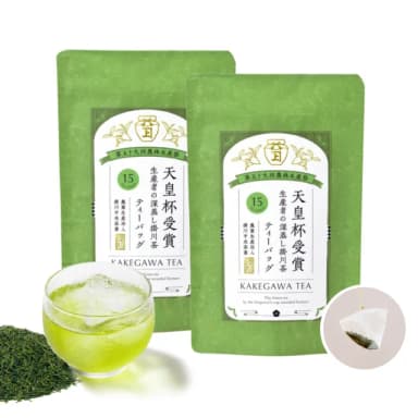 【美康櫻森】日本進口 靜岡掛川煎茶 綠茶包2包組 三角立體綠茶包3g*15入(嚴選上等茶 深蒸煎茶)