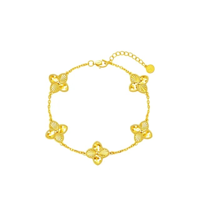 【周大福】ING系列滿天星四葉草黃金手鍊_計價黃金(鍊長16.25cm)