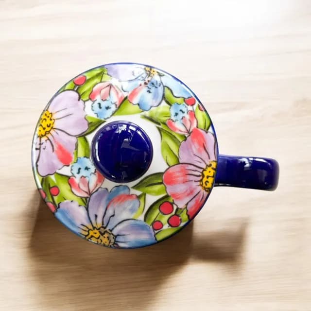 【Royal Duke】波蘭風手繪藝術陶瓷花彩夢境帶蓋馬克杯★買一送一(入厝禮 交換禮物 水杯 咖啡杯 茶杯)