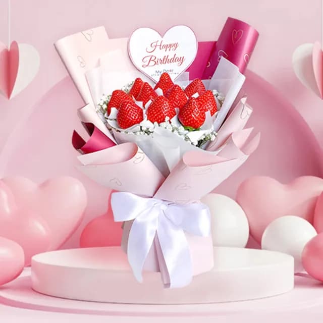 【My Dear草莓花束】So Heart☆情人節草莓花束小型(水果花束/情人節/告白/生日禮物/超人氣花束/草莓)