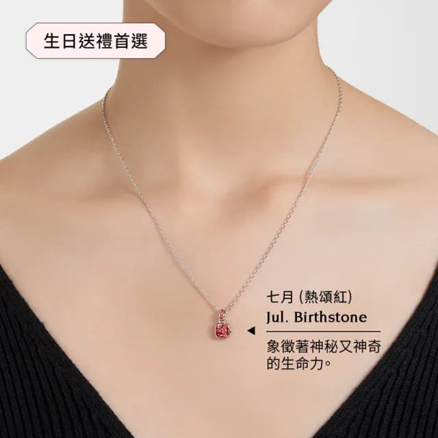 【SWAROVSKI 施華洛世奇】Birthstone 鏈墜/耳釘 方形切割 鍍白金色(24款任選)