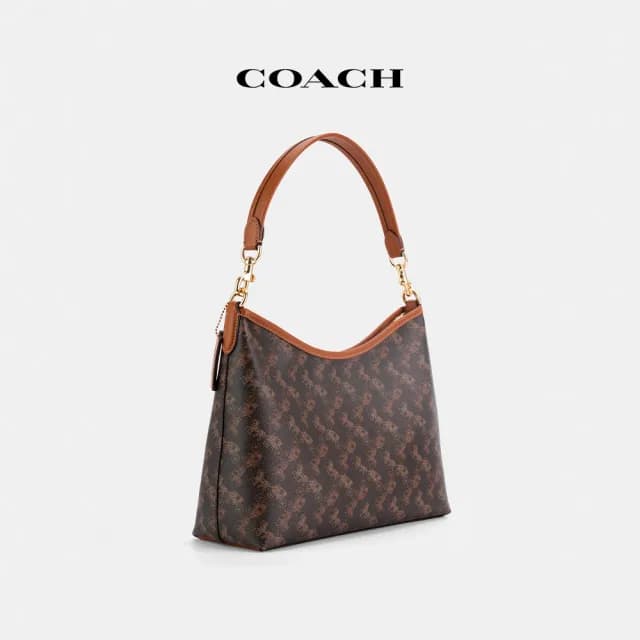 【COACH】蔻馳官方直營 LAUREL馬車圖案印花單肩手袋-IM/松露色 混合色(CBL85)