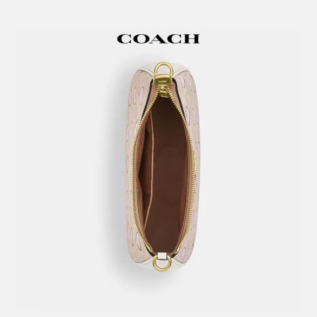 【COACH】蔻馳官方直營 TERI經典Logo愛心印花單肩手袋 單肩包 肩背包-IM/沙黃色 混合色(CBS73)