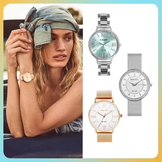【NINE WEST 官方直營】優雅輕奢米蘭鋼鍊腕錶/手錶(多款任選)