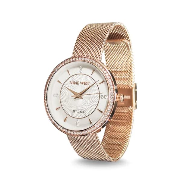 【NINE WEST 官方直營】優雅輕奢米蘭鋼鍊腕錶/手錶(多款任選)