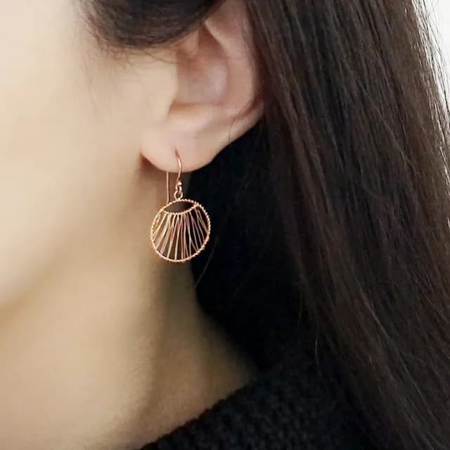 【BLUMA】雙11 925銀線編織圓形耳環 圓夢純銀耳環 玫瑰金/銀色(垂墜式耳飾 法式優雅 飾品禮盒)