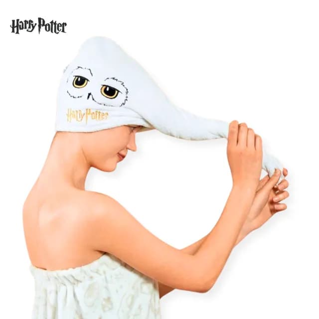 【Harry Potter 哈利波特】正版授權周邊貓頭鷹刺繡浴帽擦頭包頭巾(閨蜜女兒女友老婆聖誕交換生日禮物)