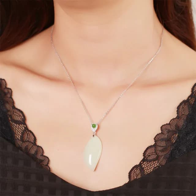 【MoonDy】飾品 項鍊 純銀項鍊 女生項鍊 和田玉項鍊 玉項鍊 天然玉石 抗敏感項鍊 新中式 古風 高級感