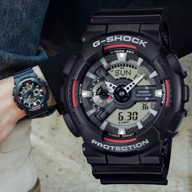 【CASIO 卡西歐】G-SHOCK 街頭時尚 雙顯腕錶 父親節 禮物  送禮 推薦(GA-110RL-1A)