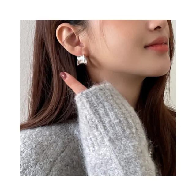 【Turquoise Jewelry】現貨~S925銀耳針高級感個性不規則圈圈C型耳環/金/銀(明星同款/不過敏/送禮推薦)