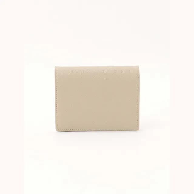 【agnes b.】Voyage經典款防刮皮革b logo兩折短夾(米色)