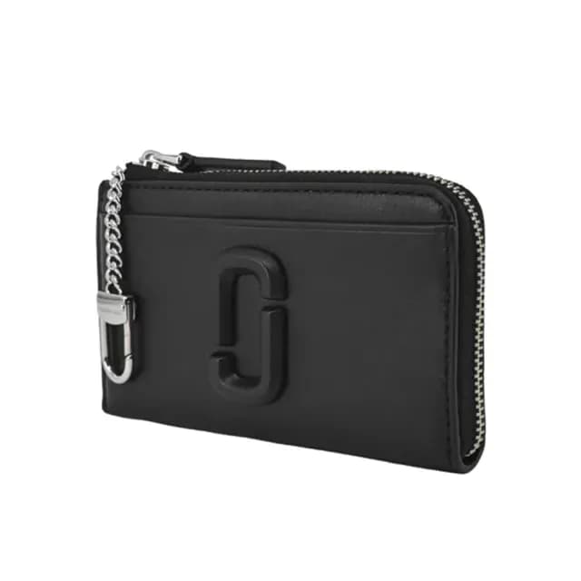 【MARC JACOBS】官方直送 J MARC 黑色拉鍊式卡片錢包