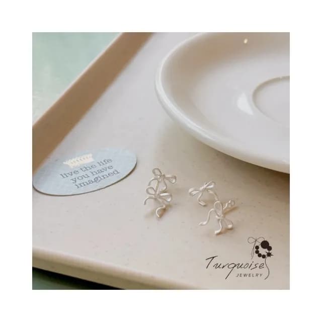【Turquoise Jewelry】現貨~S925銀耳針浪漫芭蕾風甜美雙蝴蝶結耳環(送禮/甜美女孩/韓系飾品)