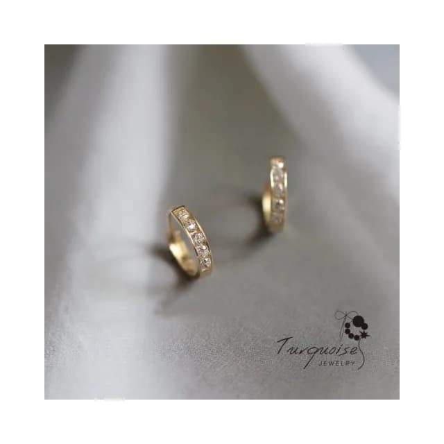 【Turquoise Jewelry】現貨~S925純銀簡約金色鋯石迷你圈圈耳環(送禮/歐美風/韓系飾品)