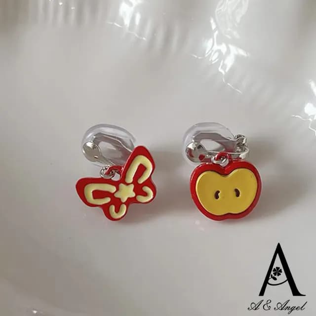 【ANGEL】水果動物滴油童趣彩色無耳洞耳夾式耳環(15色無耳洞可選)