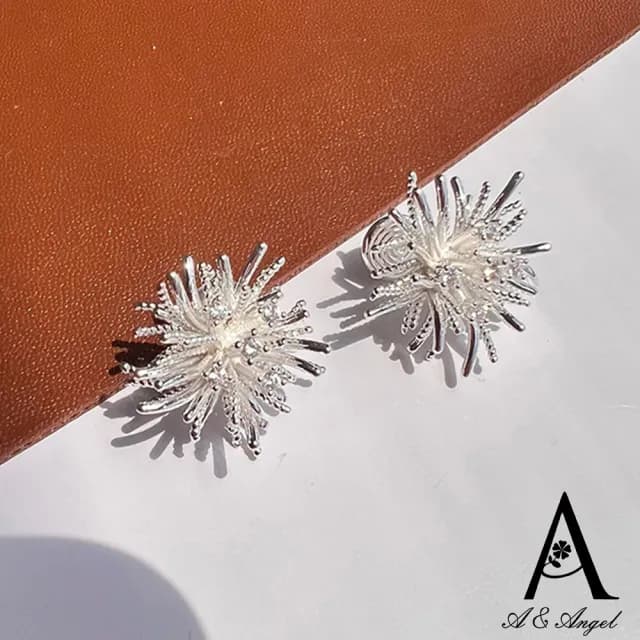 【ANGEL】煙花銀河文青設計無耳洞耳夾式耳環(銀色無耳洞可選)