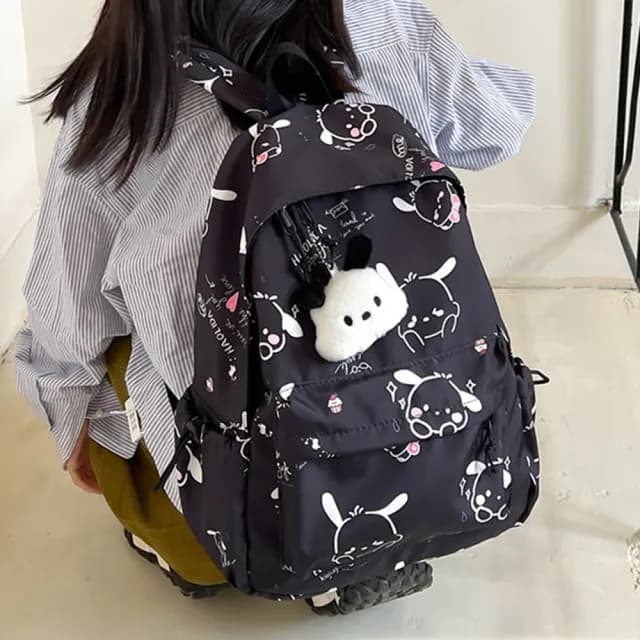 【Starshop】父親節禮物 日系小狗印花輕量雙肩包 學院風背包 學生書包 後背包 戶外旅行背包 休閒包 女生包